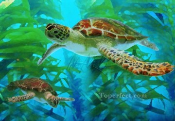 Fish Aquarium Painting - Green Sea Turtles